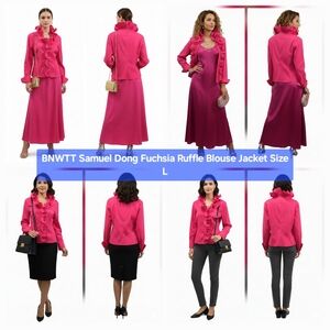 BNWTT Samuel Dong Fuchsia Ruffle Blouse Jacket Size L